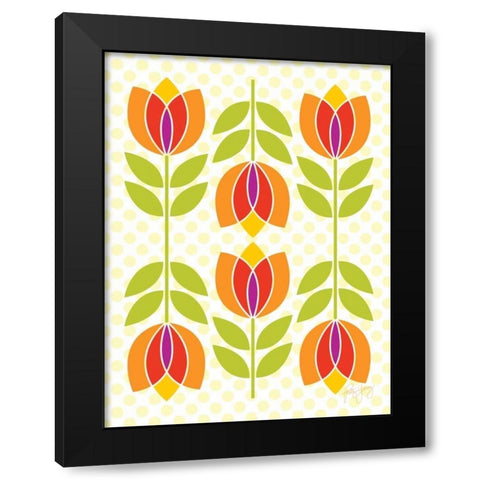 Mod Tulips I Black Modern Wood Framed Art Print with Double Matting by Young, Patty