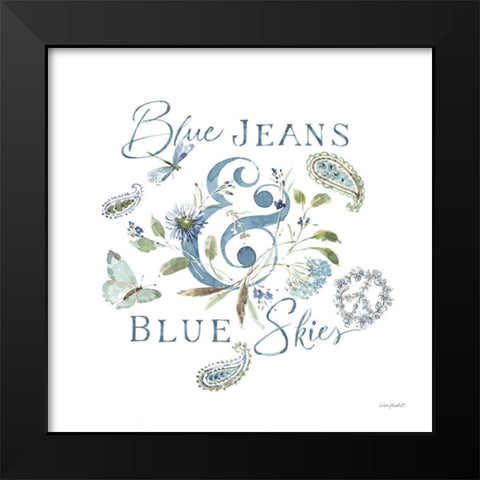 Blue Jeans And Blue Skies 01 Black Modern Wood Framed Art Print by Audit, Lisa