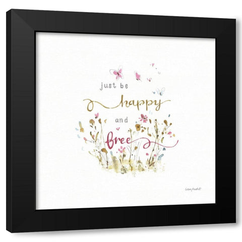 Butterflies And Wildflowers Black Modern Wood Framed Art Print with Double Matting by Audit, Lisa