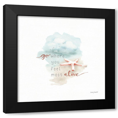 Starfish on the Sand Black Modern Wood Framed Art Print with Double Matting by Audit, Lisa