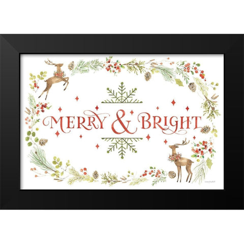 Merry And Bright 01 Black Modern Wood Framed Art Print by Audit, Lisa
