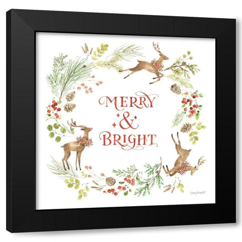 Merry And Bright 02 Black Modern Wood Framed Art Print with Double Matting by Audit, Lisa