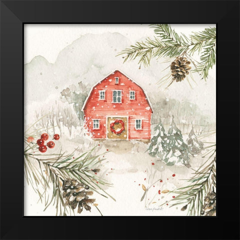 Poinsettia Village III Black Modern Wood Framed Art Print by Audit, Lisa