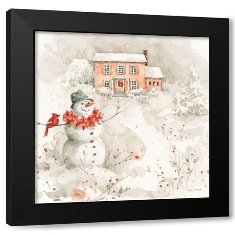 Poinsettia Village IV Black Modern Wood Framed Art Print with Double Matting by Audit, Lisa