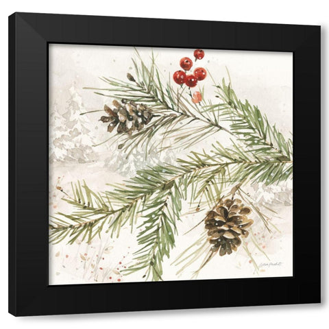 Poinsettia Village V Black Modern Wood Framed Art Print with Double Matting by Audit, Lisa