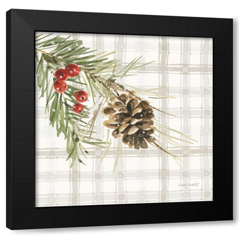 Poinsettia Village VI Black Modern Wood Framed Art Print with Double Matting by Audit, Lisa