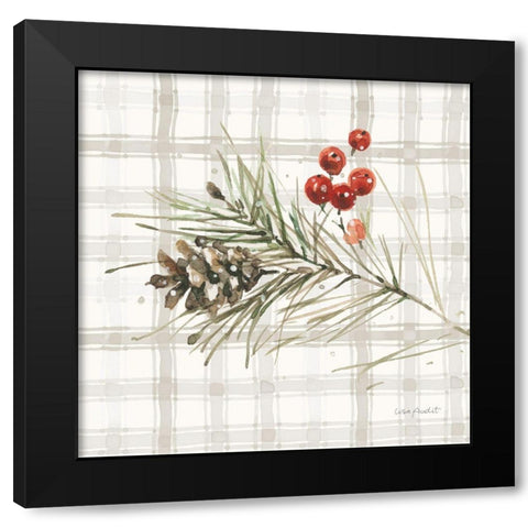 Poinsettia Village VII Black Modern Wood Framed Art Print with Double Matting by Audit, Lisa