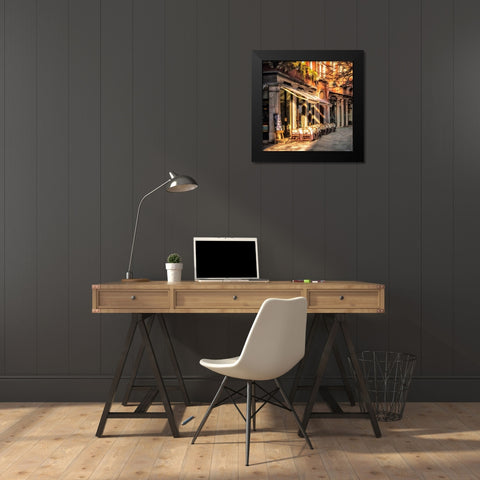 Sidewalk CafÃ© Black Modern Wood Framed Art Print by Head, Danny