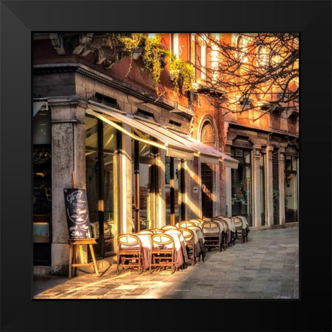 Sidewalk CafÃ© Black Modern Wood Framed Art Print by Head, Danny