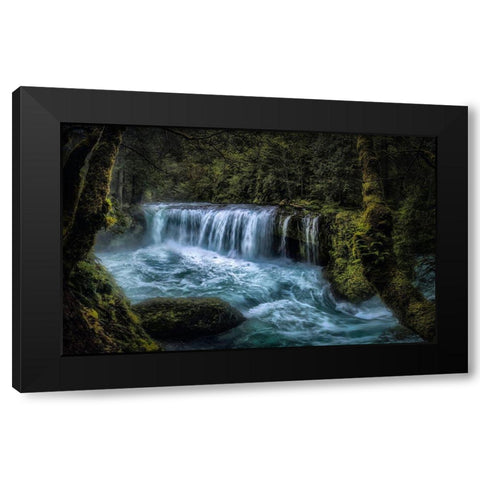 Spirit Falls Panorama Black Modern Wood Framed Art Print with Double Matting by Head, Danny