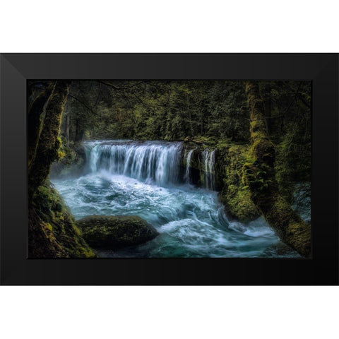 Spirit Falls Panorama Black Modern Wood Framed Art Print by Head, Danny
