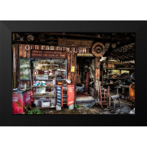 Junk For Sale Black Modern Wood Framed Art Print by Head, Danny