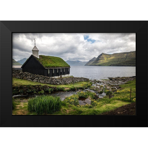 Porkeri Church Black Modern Wood Framed Art Print by Head, Danny