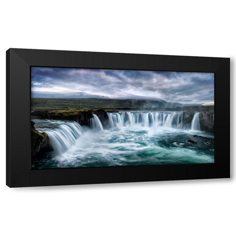 Godafoss Black Modern Wood Framed Art Print by Head, Danny