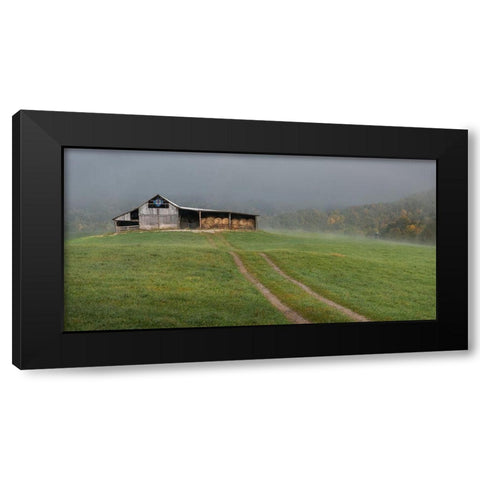 Fog at the Farm Black Modern Wood Framed Art Print with Double Matting by Head, Danny