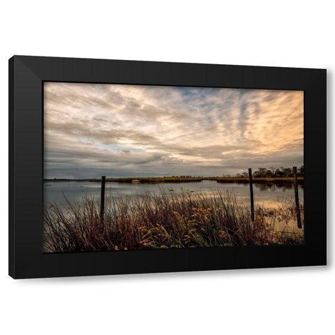 Lagoon Sunset Black Modern Wood Framed Art Print with Double Matting by Head, Danny