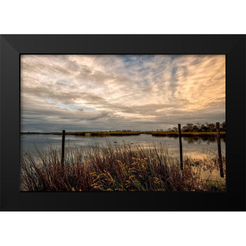 Lagoon Sunset Black Modern Wood Framed Art Print by Head, Danny