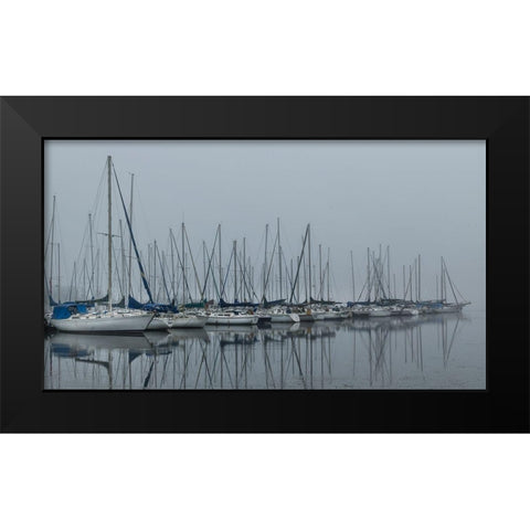 Foggy Marina II Black Modern Wood Framed Art Print by Head, Danny