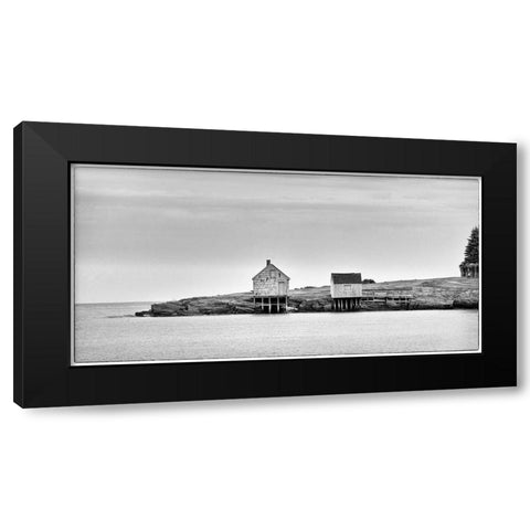 Fishing Shack BandW Black Modern Wood Framed Art Print by Head, Danny