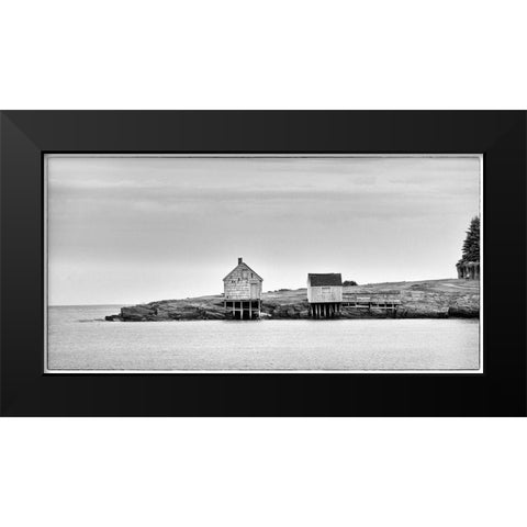 Fishing Shack BandW Black Modern Wood Framed Art Print by Head, Danny