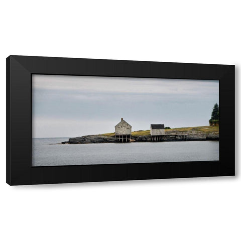 Fishing Shack BandW Black Modern Wood Framed Art Print by Head, Danny