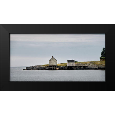 Fishing Shack BandW Black Modern Wood Framed Art Print by Head, Danny