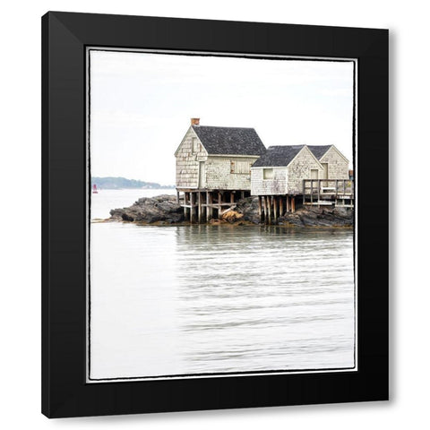 Maine Postcard Black Modern Wood Framed Art Print with Double Matting by Head, Danny