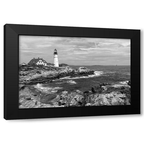 Portland Head Black Modern Wood Framed Art Print with Double Matting by Head, Danny