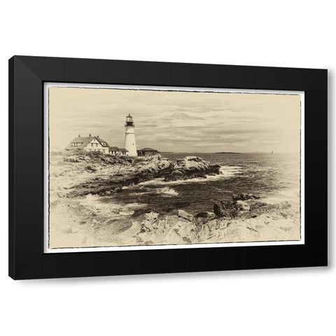 Lighthouse Postcard I Black Modern Wood Framed Art Print by Head, Danny