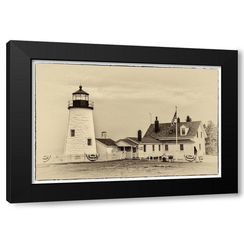 Lighthouse Postcard II Black Modern Wood Framed Art Print with Double Matting by Head, Danny