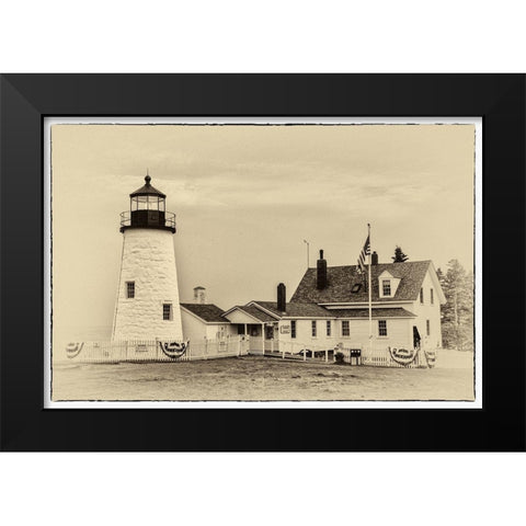 Lighthouse Postcard II Black Modern Wood Framed Art Print by Head, Danny