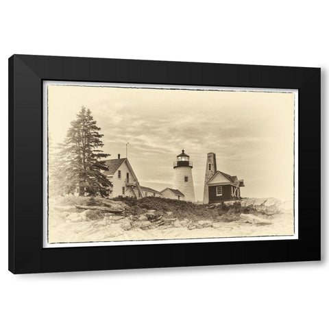 Lighthouse Postcard III Black Modern Wood Framed Art Print by Head, Danny