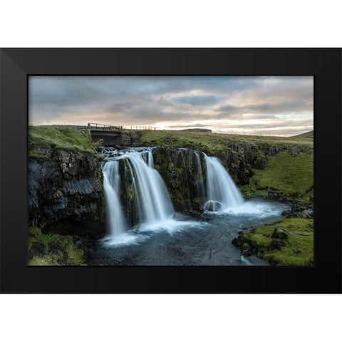 Bridge at Kirkjufellfoss Black Modern Wood Framed Art Print by Head, Danny
