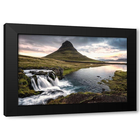Lower Kirkjufellfoss Black Modern Wood Framed Art Print with Double Matting by Head, Danny