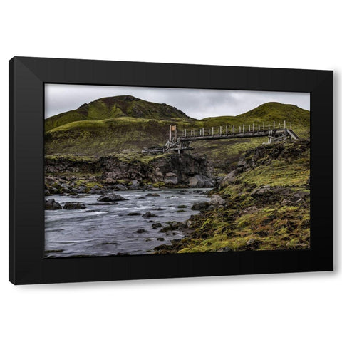 Hikers Bridge II Black Modern Wood Framed Art Print by Head, Danny