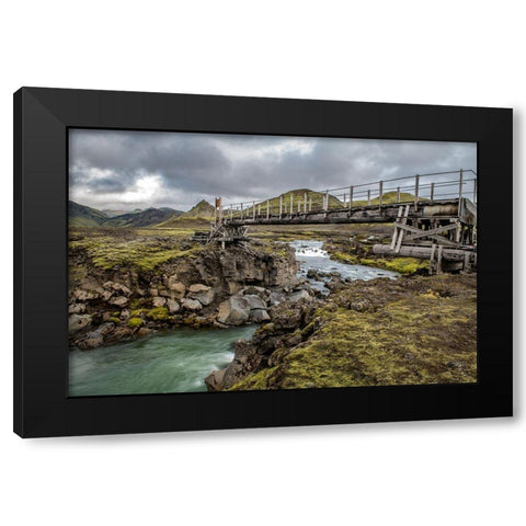 Hikers Bridge III Black Modern Wood Framed Art Print with Double Matting by Head, Danny