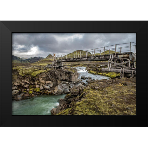 Hikers Bridge III Black Modern Wood Framed Art Print by Head, Danny