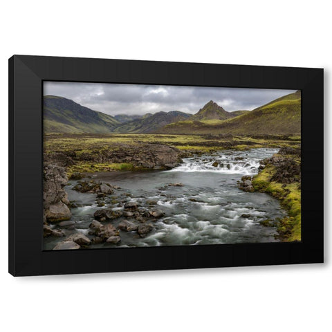 Highland Stream Black Modern Wood Framed Art Print with Double Matting by Head, Danny