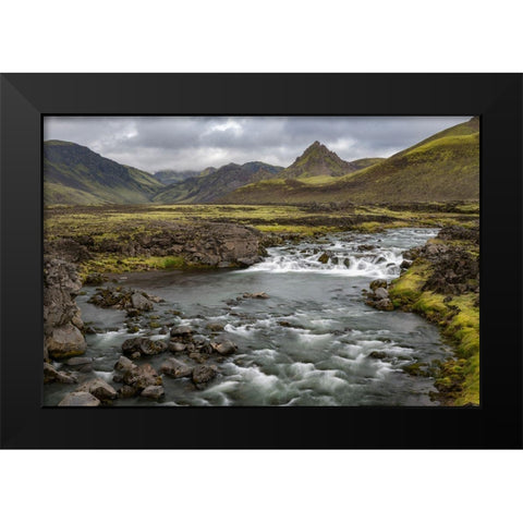 Highland Stream Black Modern Wood Framed Art Print by Head, Danny