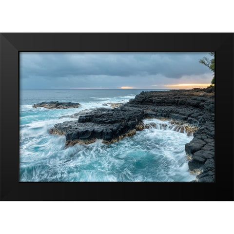 Queens Bath East Black Modern Wood Framed Art Print by Head, Danny