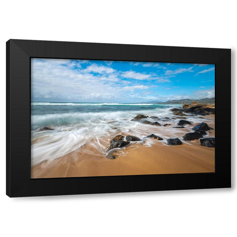 Silky Retreat Black Modern Wood Framed Art Print with Double Matting by Head, Danny