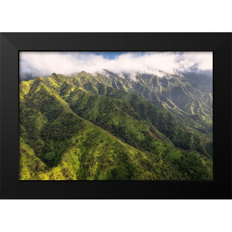 Na Pali Green Black Modern Wood Framed Art Print by Head, Danny