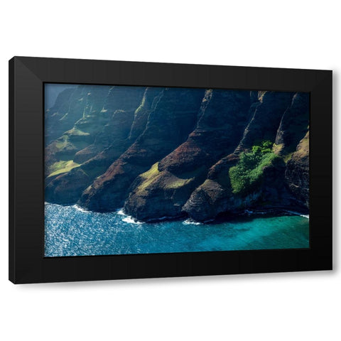 Na Pali Blue Black Modern Wood Framed Art Print by Head, Danny