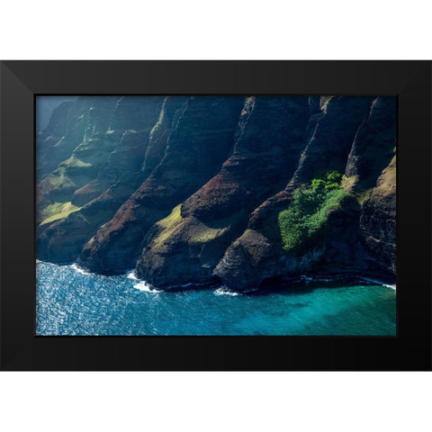 Na Pali Blue Black Modern Wood Framed Art Print by Head, Danny
