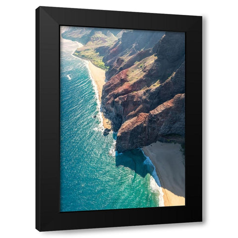 Aqua Shore I Black Modern Wood Framed Art Print by Head, Danny