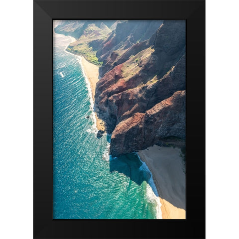Aqua Shore I Black Modern Wood Framed Art Print by Head, Danny