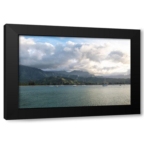 Anchored at Hanalei Black Modern Wood Framed Art Print with Double Matting by Head, Danny