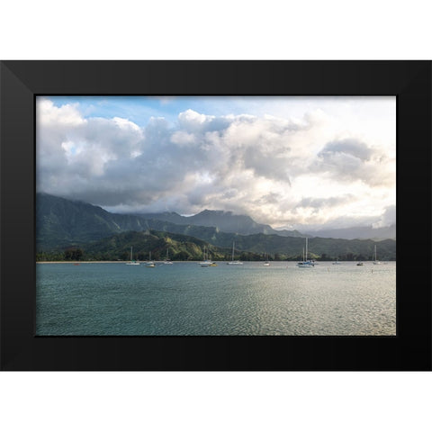 Anchored at Hanalei Black Modern Wood Framed Art Print by Head, Danny