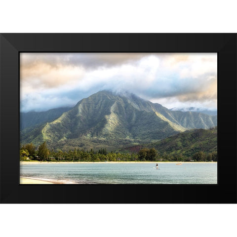 Paddleboarder Black Modern Wood Framed Art Print by Head, Danny