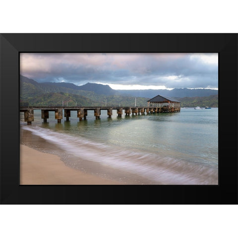 Hanalei Pier II Black Modern Wood Framed Art Print by Head, Danny